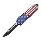 Armed Force Tactical 7 Inch Automatic OTF Knife with American Flag Handle and Drop Point Blade