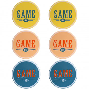 Wanda June Home Game On 6 Piece Stoneware Coaster Set in Assorted Colors