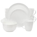 Meritage Rimmed Coupe 16 Piece Round Bone China Dinnerware Set in White