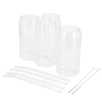 Gibson Home Zadie 10 Piece Glass Tumbler and Straw Set in Clear