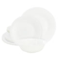 Gibson Ultra White Shadow 12 Piece Opal Glass Dinnerware Set in White