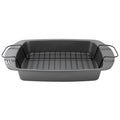 Gibson Home Towerhill 16.7 x 12.7 Inch Nonstick Steel Roaster Pan with Rack