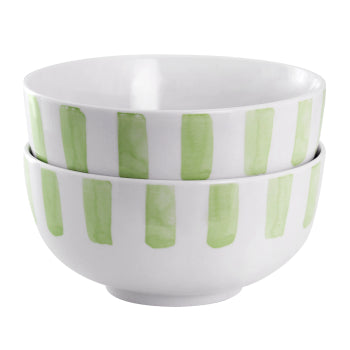 Gibson Home Pacific Waves 2 Piece Fine Ceramic Cereal Bowl Set in Green