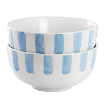 Gibson Home Pacific Waves 2 Piece Fine Ceramic Cereal Bowl Set in Blue