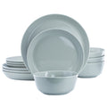 Gibson Elite Sunlit Mist 12 Piece Round Stoneware Dinnerware Set in Blue