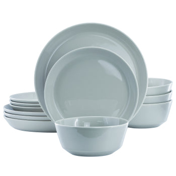Gibson Elite Sunlit Mist 12 Piece Round Stoneware Dinnerware Set in Blue