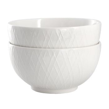 Gibson Home Great Essentials 2 Piece Fine Ceramic 6in Cereal Bowl Set in White