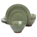 Gibson Elite Terranea 12 Piece Round Terracotta Dinnerware Set in Green