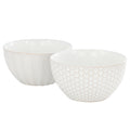 Gibson Elite Earlhart 2 Piece 6 Inch Ribbed Stoneware Cereal Bowl Set in White