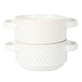 Gibson Elite Earlhart 2 Piece 6 Inch Ribbed Stoneware Soup Bowl Set with Handles in White