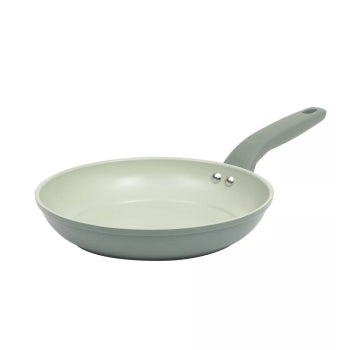Gibson Home Barnsdall 10 inch sage green forged aluminum frying pan with ceramic nonstick interior and soft-touch handle