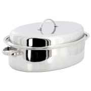 Gibson Home Johnstown 18 Inch Oval Stainless Steel Roaster Pan with Lid