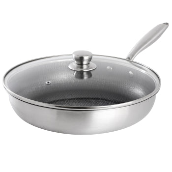 Gibson Home Elsenborn 12in Embossed Interior Stainless Steel Frying Pan with Lid