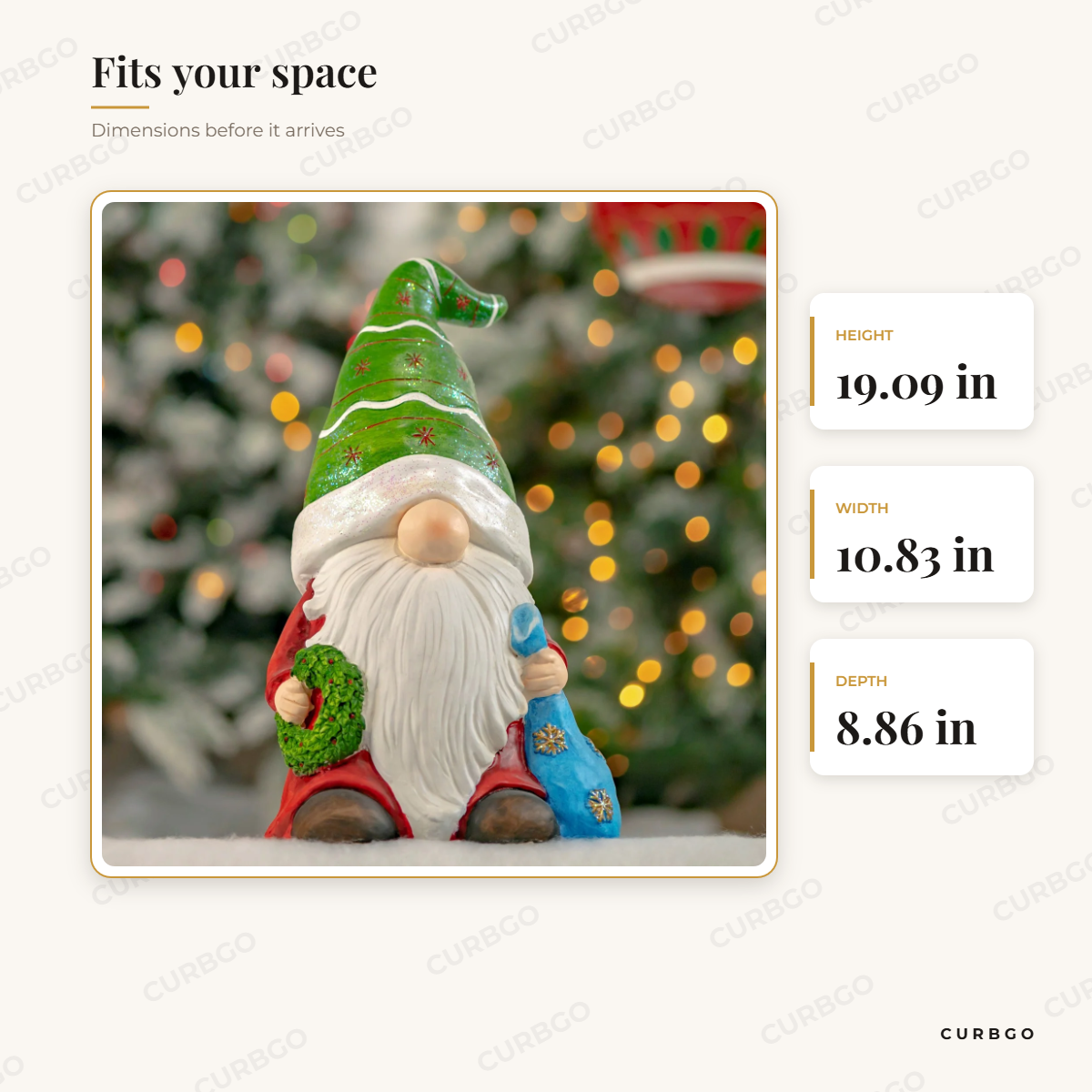 Blue Gift Bag Gnome dimensions: 19.09 in H x 10.83 in W x 8.86 in D