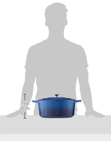 Crock-Pot Artisan 7-Quart Oval Enameled Cast Iron Dutch Oven with Lid – Sapphire Blue Heavy-Duty Cookware