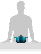 Crock-Pot Artisan 5-Quart Round Enameled Cast Iron Dutch Oven – Teal Ombre, Self-Basting Lid, Oven Safe to 500°F