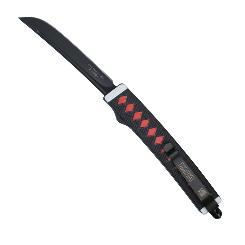 Armed Force Tactical 8.25 Inch Automatic OTF Knife with Katana Style Handle and Glass Breaker
