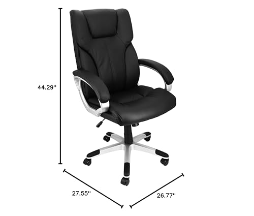 Adjustable Height Rolling Office and Gaming Chair – Ergonomic, Durable, Multi-Functional Seating for Work and Play (Black with Silver Base)