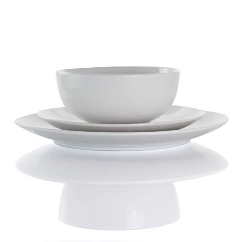 Elama Owen 18-Piece White Porcelain Dinnerware Set with 2 Serving Bowls - Service for 4