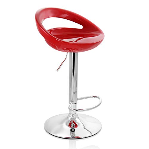 Elama Retro Adjustable Bar Stools, Red ABS Plastic, Chrome Base, Set of 2