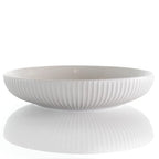 Elama Elle 18-Piece Porcelain Dinnerware Set with 2 Large Serving Bowls – White Textured Plates, Service for 4