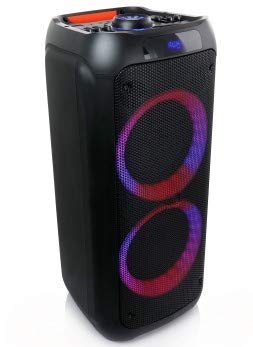beFree Sound Dual 8" Bluetooth Portable Party Speaker with Reactive Lights