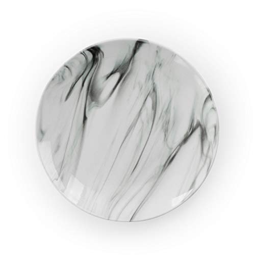 Elama Fine Marble 16-Piece Stoneware Dinnerware Set – Black & White Service for 4