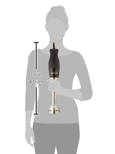 Brentwood 2-Speed 200W Stainless Steel Hand Blender – Black with Soft-Grip Handle