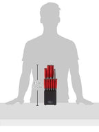 Oster Lindbergh 14-Piece Cutlery Set – Red Soft-Grip Handle Stainless Steel Knife Block Set with Sharpener & Shears