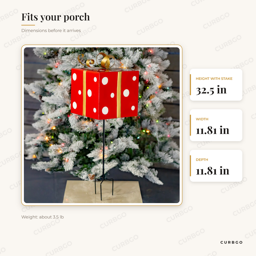 Polka Dot Gift Box dimensions: 32.5 in H x 11.81 in W x 11.81 in D
