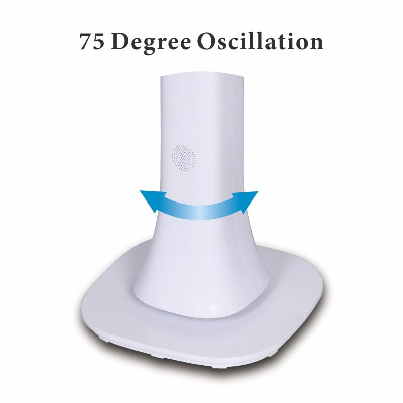 Optimus F-7585WH 48 Inch Pedestal Tower Fan with Remote, LED Display, Bluetooth Speaker & Night Light, White