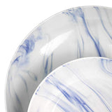 Marble Stoneware Dinnerware Set for 4, 16 Piece with Mugs, Glossy Blue and White, Elama Fine Marble