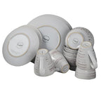 Elama Malibu Sands 16-Piece Embossed Stoneware Dinnerware Set – White Sand Coastal (Service for 4)