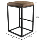 Elama Faux Leather Adjustable Bar Stool Set of 2 – Brown with Black Base (ELM-2102)