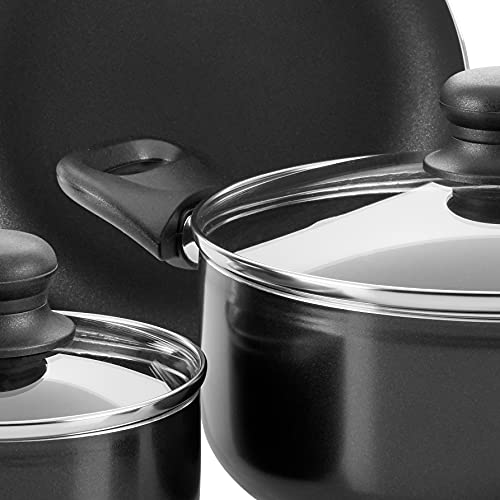 Gibson Home Back to Basics 59-Piece Nonstick Aluminum Cookware & Kitchen Combo Set, Black