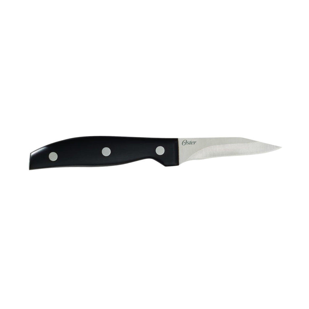 Oster Granger 14-Piece Cutlery Set with Wood Block – Black Handle Stainless Steel Knives, Sharpener & Kitchen Shears