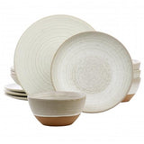 Gibson Elite 135271.12 Dreamweaver Round Earthenware Dinnerware Set Matte White - 12 Piece