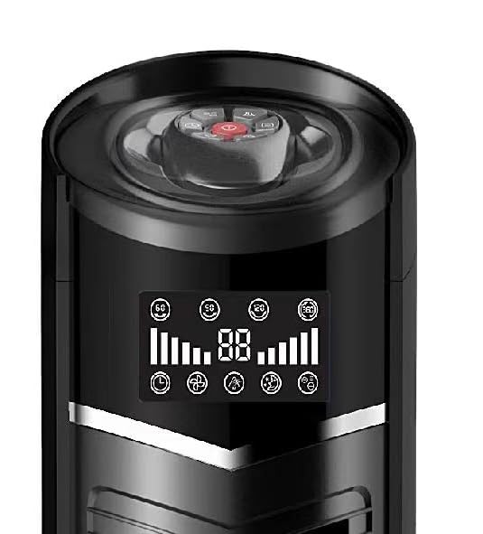 Optimus F-7588 59 Inch Oscillating Pedestal Tower Fan with Remote, LED Display & Ionizer, 8-Speed, Black