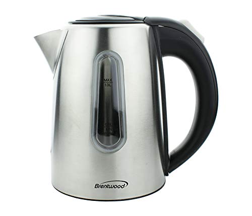 Brentwood 1-Liter Stainless Steel Cordless Electric Kettle – 1500W with Auto Shut-Off