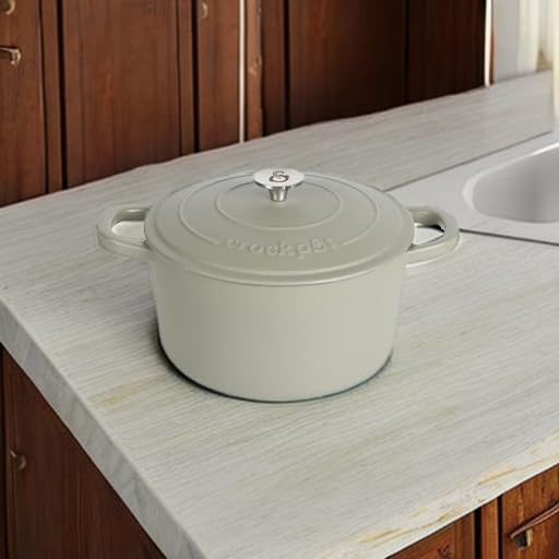 Crock-Pot Artisan 7-Quart Round Enameled Cast Iron Dutch Oven with Lid – Matte Green