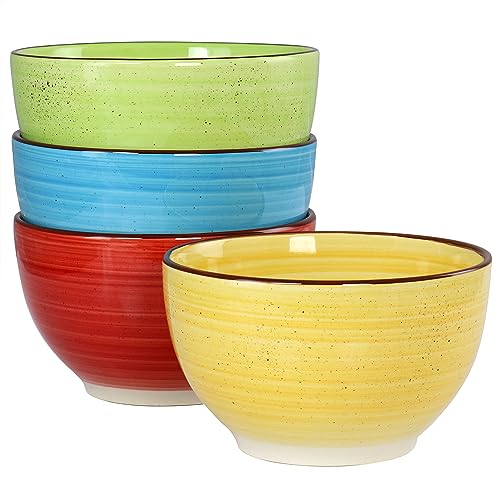 Elama Mason 12-Piece Double Bowl Stoneware Dinnerware Set – Assorted Yellow, Turquoise, Lime & Red (Service for 4)