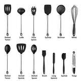 MegaChef 14-Piece Silicone and Stainless Steel Kitchen Utensil Set, Gray (13 Tools + Storage Canister)