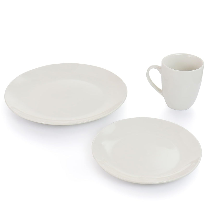 Elama Iris 32-Piece Porcelain Dinnerware Set, White, Service for 6