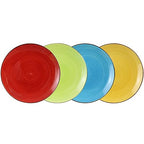 Elama Mason 12-Piece Double Bowl Stoneware Dinnerware Set – Assorted Yellow, Turquoise, Lime & Red (Service for 4)