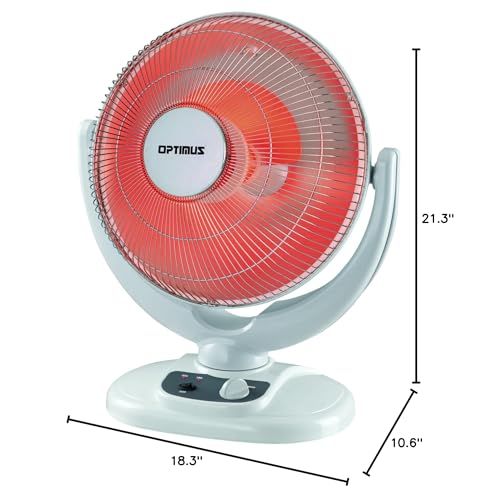 Optimus H-4439 14-Inch Oscillating Radiant Dish Heater, 800W/1200W