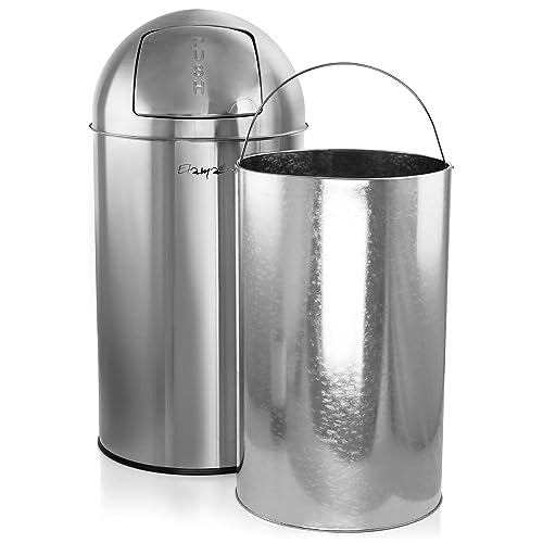 Elama Stainless Steel Step Trash Can, 13 Gallon, Matte Silver