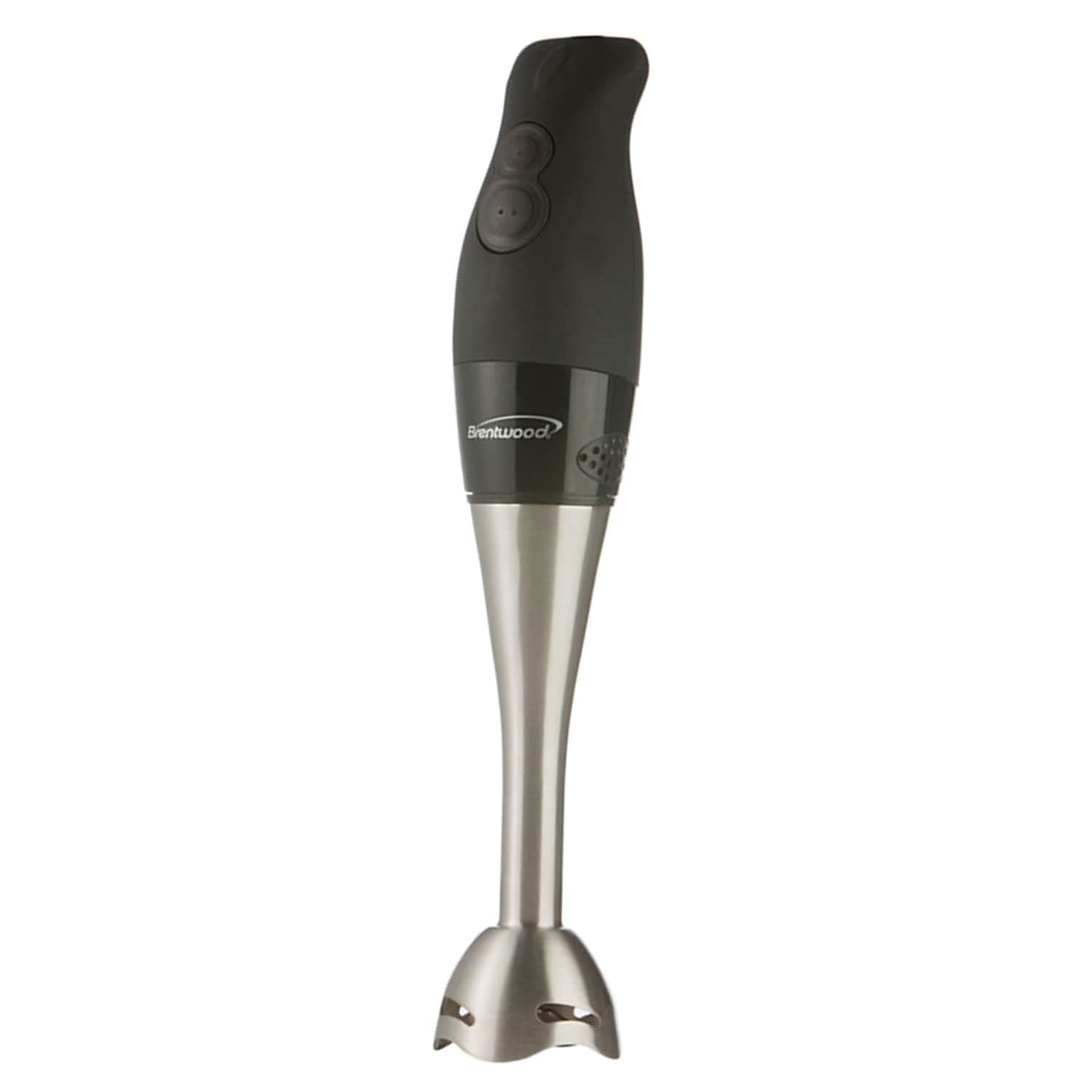 Brentwood 2-Speed 200W Stainless Steel Hand Blender – Black with Soft-Grip Handle