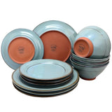 Gibson Elite Terranea Terracotta Dinnerware Set for 4, 12-Piece Reactive Glaze, Teal