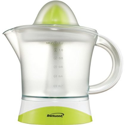 Brentwood 1.2L (40 oz) Electric Citrus Juice Extractor – White with Self-Reversing Cone