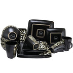 Elama Savannah 16-Piece Stoneware Dinnerware Set – Animal Print Service for 4